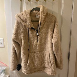 PINK sherpa pull over with hood